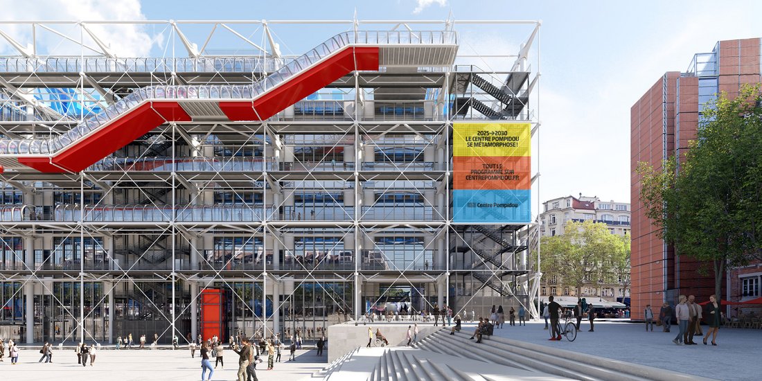 Centre Pompidou 2030 : Aperçu de la façade depuis la Piazza