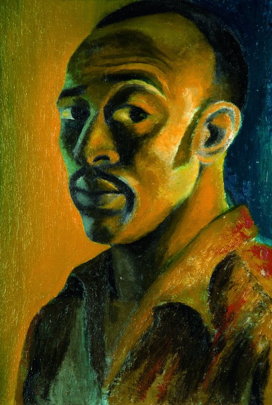 Exposition "Paris noir, 1950-2000" : affiche : autoportrait de profil d'un artiste afro-descendant