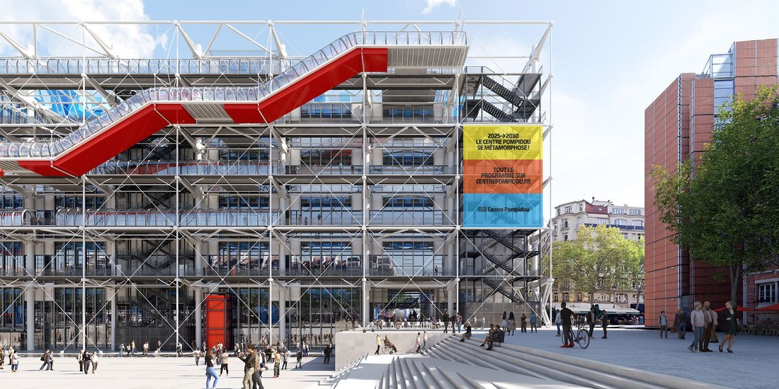 Centre Pompidou 2030 : Aperçu de la façade depuis la Piazza