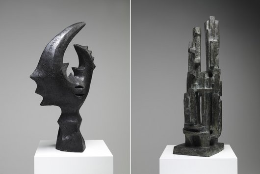 Accrochage au Musée "Simone Boisecq et Karl-Jean Longuet" - visuels de deux sculptures