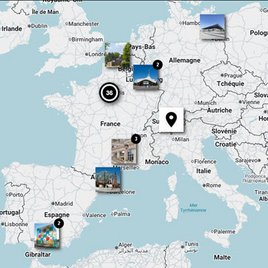 Carte interactive du programme Constellation 2025-2030 du Centre Pompidou Aperçu de la carte zoom sur la France et Europe